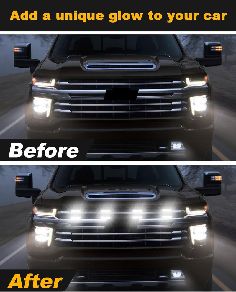 OKLSG LED Grill Lights for Chevy Silverado 2014-2024 2025 Grille Lights Front Grille Trims Silverado 1500 2500 3500 Accessories White - Image 2